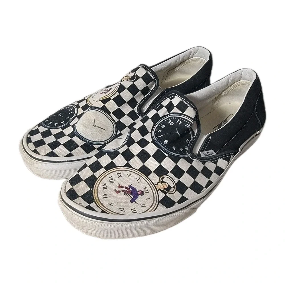 Vans Mens 12 Karl Jacobs Time Traveler Slip On Clock Pocket Watch Checkerboard
